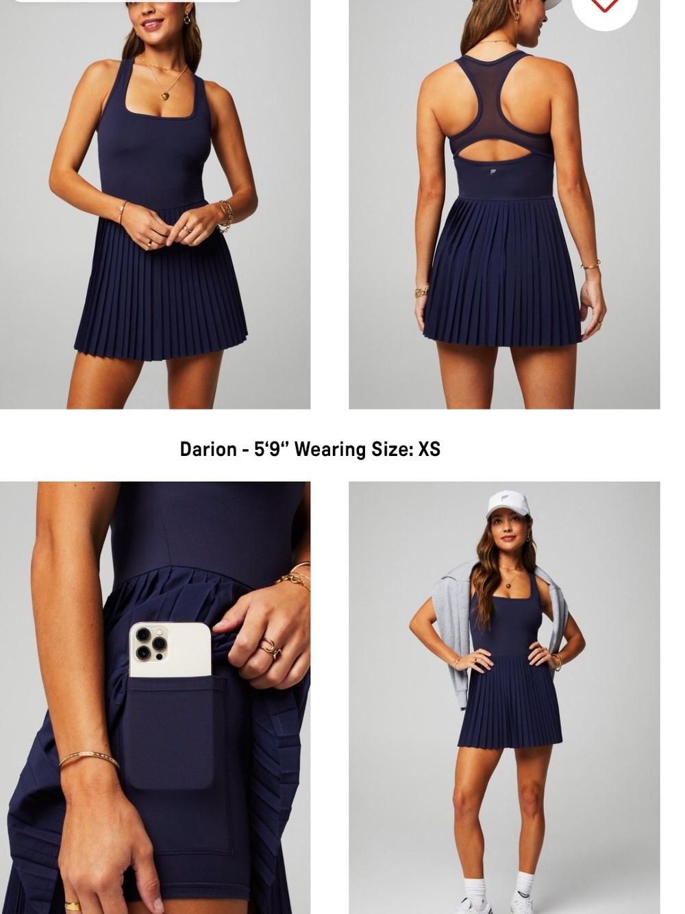 Fabletics Navy Blue Pleated Tennis Dress